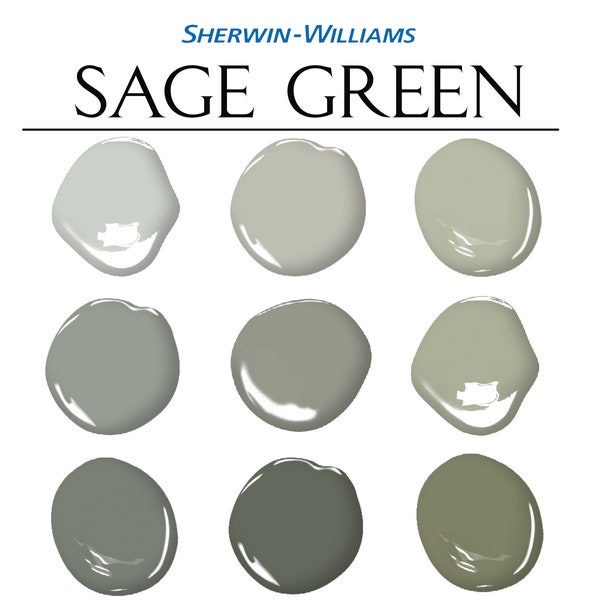 Salbeigrüne Farbpalette, Sherwin Williams, Ganze Hausfarben, Salbeigrünes Farbschema, Salbeigrüne Wand, Sagegrüner Raum, Sage Haus