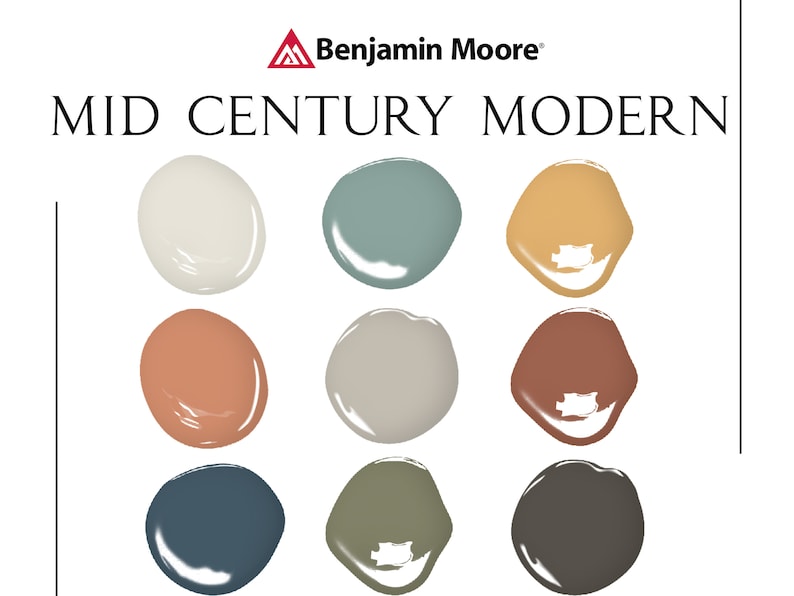 Mid Century Modern Palette Benjamin Moore Interior Paint Etsy