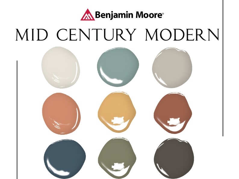 Mid Century Modern Palette Benjamin Moore Interior Paint Etsy