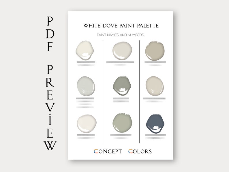 White Dove Paint Palette Benjamin Moore Color Palette White Etsy