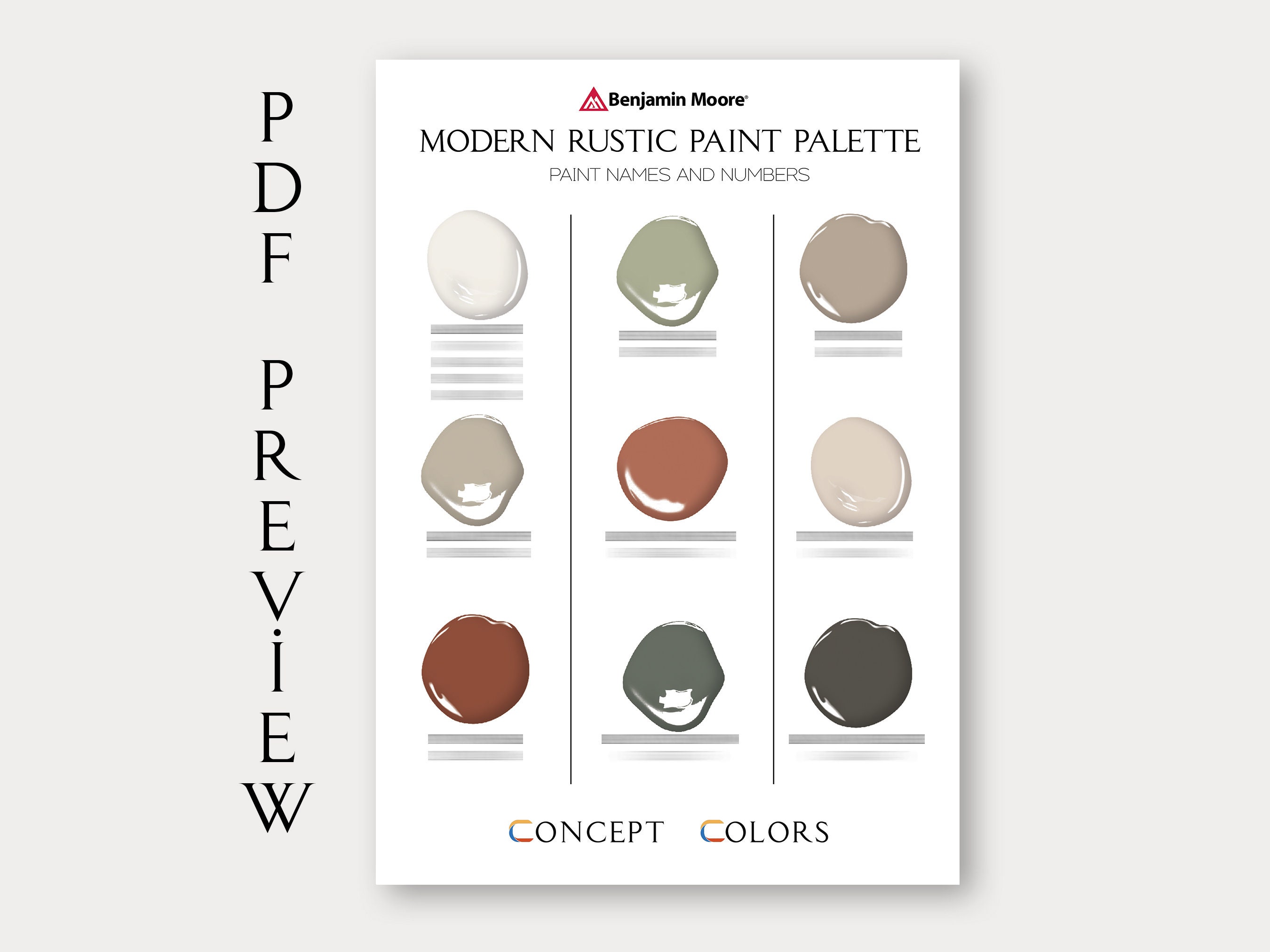 Modern Rustic Paint Palette Benjamin Moore Whole House Paint - Etsy