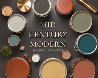 Benjamin Moore, Mid Century Modern Palette, Home Paint Scheme, Mid-Century Modern Paint Palette, Whole House Paint Color, Coordinating Color