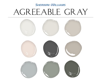 Sherwin Williams, Agreeable Gray Paint Palette:  Home Paint Colors, Whole House Color Scheme, Calm Neutral Paint, SW 7029 (Digital Download)
