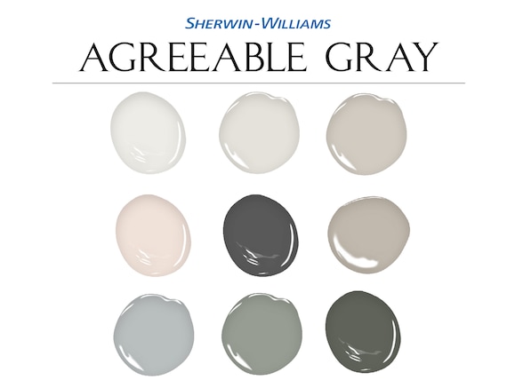 Sherwin Williams, Agreeable Gray Paint Palette:  Home Paint Colors, Whole House Color Scheme, Calm Neutral Paint, SW 7029 (Digital Download)