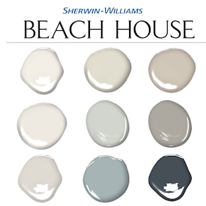 Beach House Paint Palette, Coastal House Paint, Sherwin Williams, Coordinating Colors, Home Paint Selection, Whole House Paint Colours