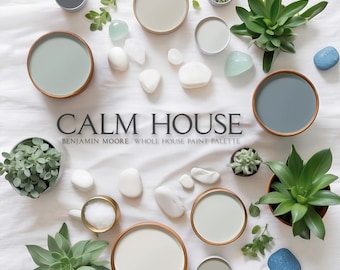 Calm House Paint Palette, Benjamin Moore, Calm Review, Coastal Palette, Beach House, Calm Palette, Beach Glass, OC-22, 2111-70