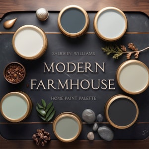Sherwin Williams, Modern Farmhouse Paint Palette, Home Paint Colors, Whole House Color Scheme, Coordinating Colors, Whole Home Paint Colors
