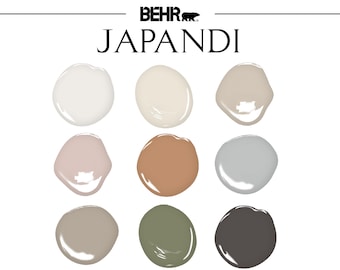 Japandi Style Home Paint Palette, Behr, Complementary Whole House Paint Colors, Japandi Color Palette, Japan + Scandinavian Paint Colors