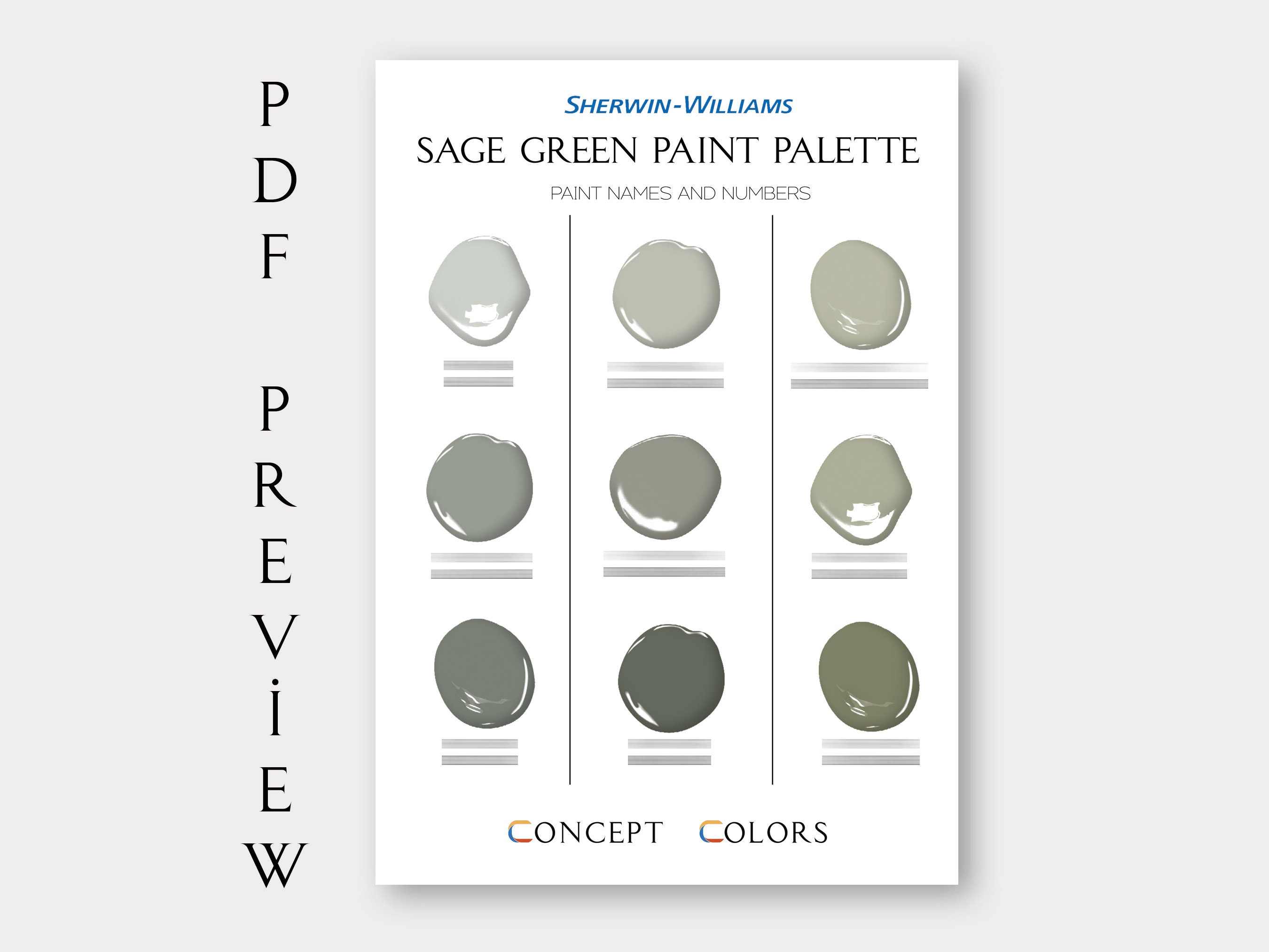 Sage Green Paint Palette Sherwin Williams Whole House Paint Etsy Il Fullxfull.4984628780 88ks