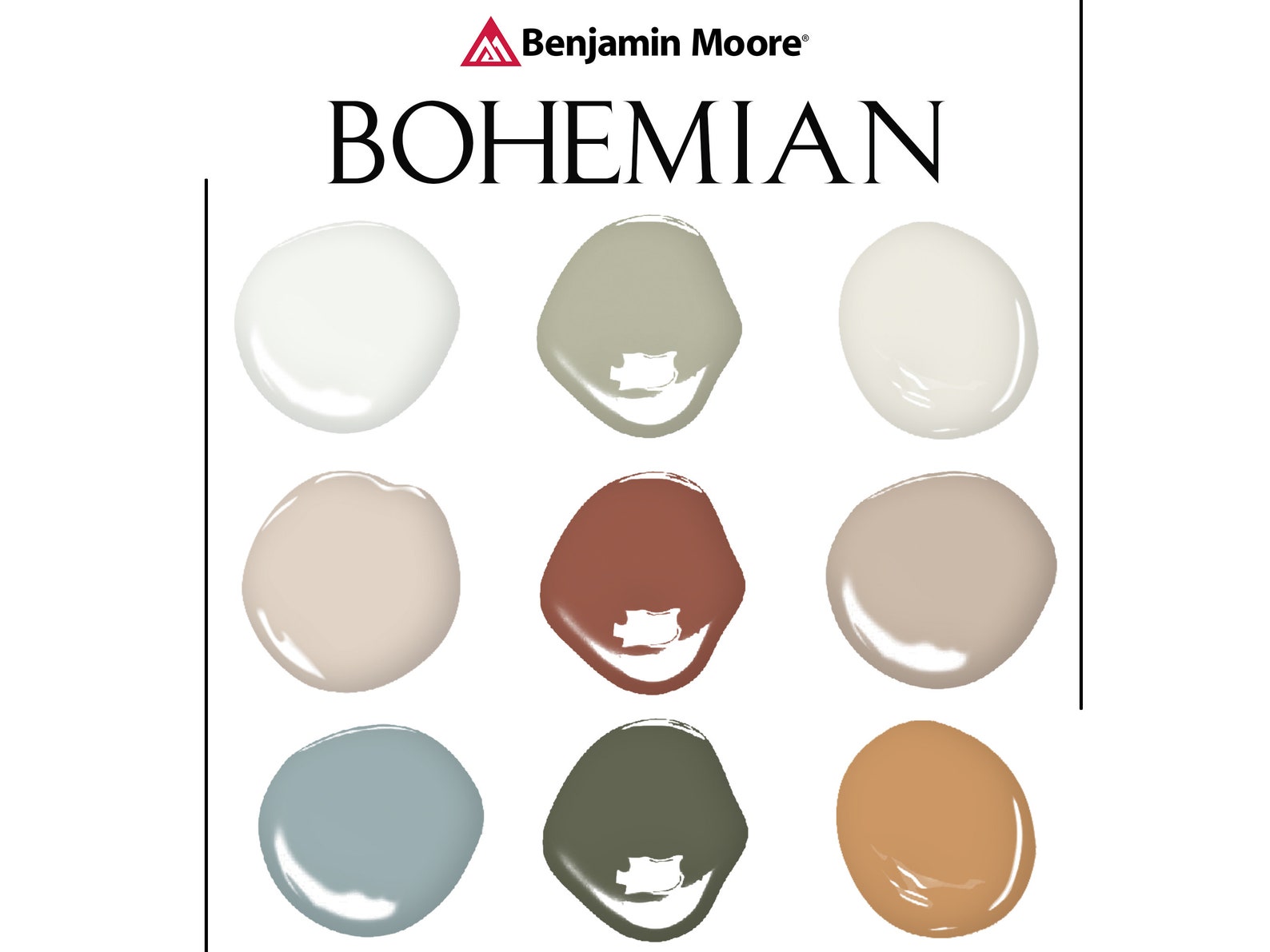 Bohemian Paint Palette - Benjamin Moore, Whole House Color Scheme, Boho ...