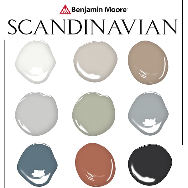 Benjamin Moore Scandinavian Paint Palette, Scandinavian Style Whole House Paint Color, Scandinavian Color Palette, October Mist, BM 1495