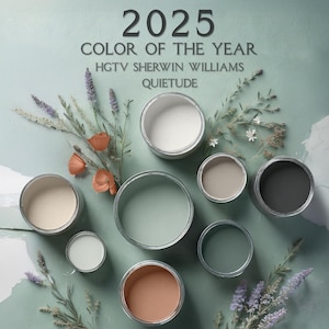2025 Color of the Year, HGTV Sherwin Williams Quietude Color Palette, Whole House Paint Palette, 2025 Color Palette, Sw 6212 Quietude Colour