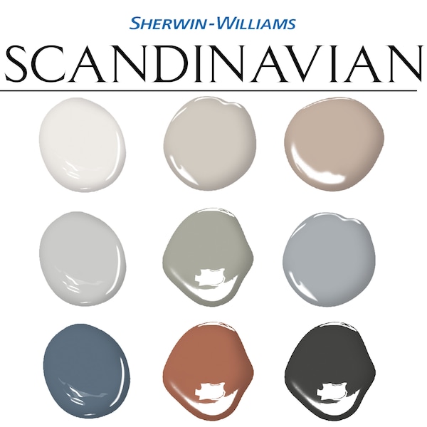 Sherwin Williams Scandinavian Paint Palette, Scandinavian Style Whole House Paint Color, Scandinavian Color Palette, Scandinavian Home Paint