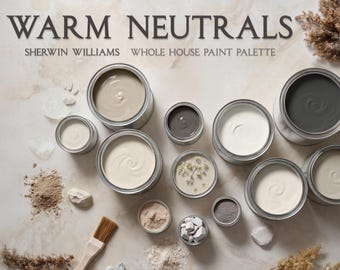 Warm Neutral Paint Colors for Whole House, Sherwin Williams Palette, Cozy Beige Greige Interior Color Scheme (Digital PDF)