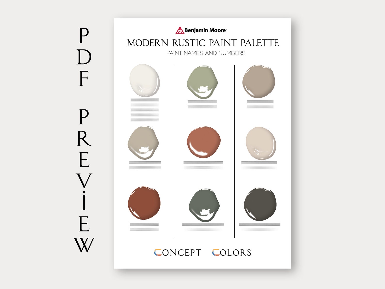 Modern Rustic Paint Palette, Benjamin Moore, Whole House Paint Colors ...