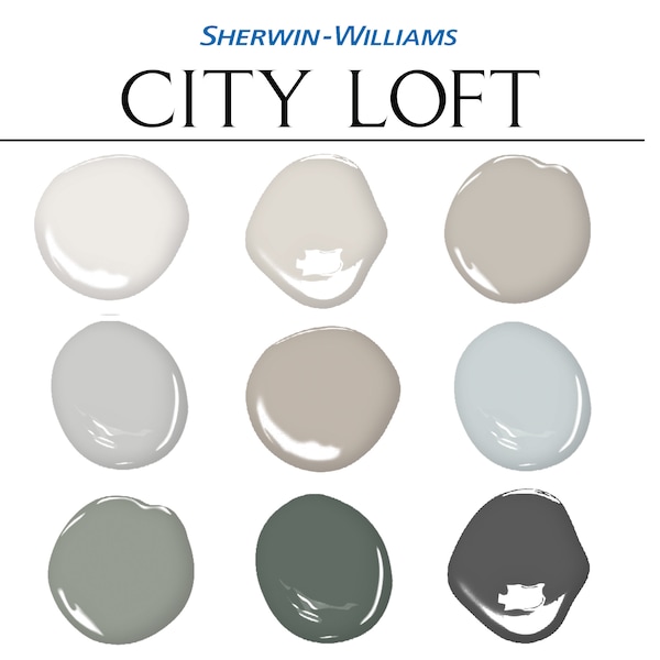 Sherwin Williams City Loft Paint Palette, Complementary Whole House Paint Colors, City Loft Color Palette, Home City Loft Paint Colors
