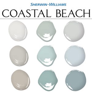 Sherwin Williams Coastal Beach Paint Palette: Coastal Beach Home Paint Colors, Complementary Whole House Paint Colors (Digital Download)