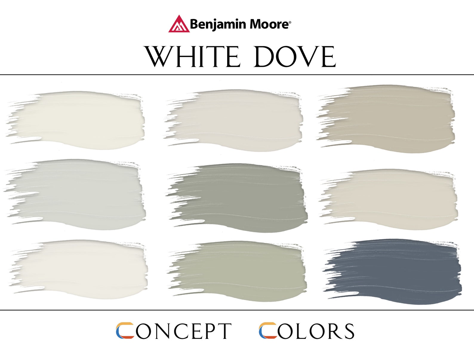 White Dove Paint Palette Benjamin Moore Color Palette White Etsy