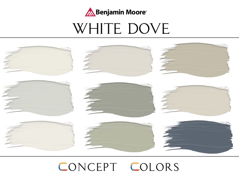 White Dove Paint Palette Benjamin Moore Color Palette White Etsy