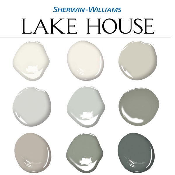 Lake House Farbpalette, Sherwin Williams, Lake House Farbschema, Farbpalette für das ganze Haus, Zeitgenössische Farben, Home Coastal Colors