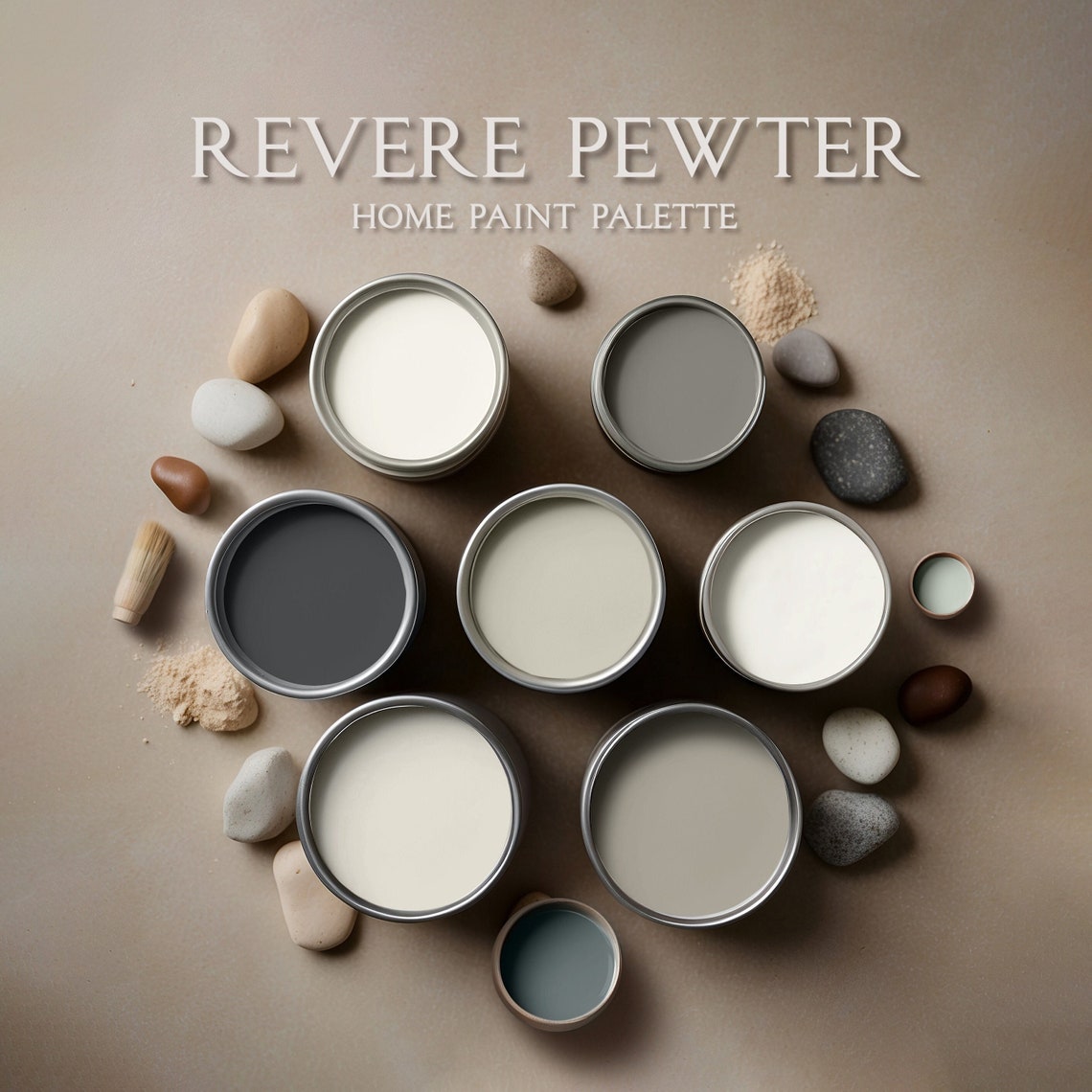 Revere Pewter Paint Palette, Benjamin Moore, Natural Colors, Revere Pewter Coordinating Colors