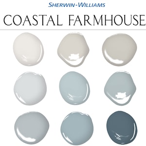 Sherwin Williams Coastal Farmhouse Paint Palette, Complementary Coastal Farmhouse Colours, Farmhouse Colour Scheme, Whole House Paint Colors
