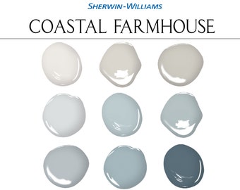 Sherwin Williams Coastal Farmhouse Paint Palette, Complementary Coastal Farmhouse Colours, Farmhouse Colour Scheme, Whole House Paint Colors
