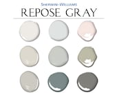 Repose Gray Color Palette, Sherwin Williams, Whole House Paint, Neutral Home Paint (Digital PDF)