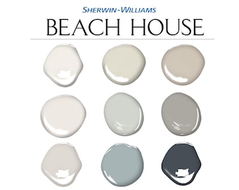Sherwin Williams, Beach House Paint Palette; Coastal Home Colors, Whole House Paint Palette, Calm Coastal Paint, (Digital Download)