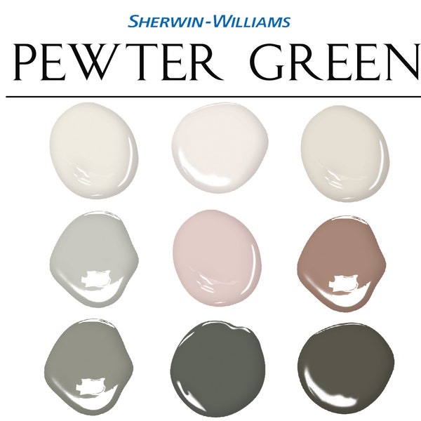 Palette de peinture vert étain Sherwin-Williams, Palette de couleurs Redend Point, Décoration d'intérieur, Jeu de couleurs, Palette de peinture, Peinture pour toute la maison