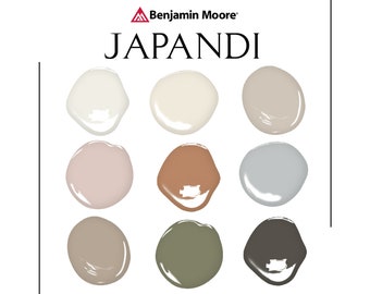 Japandi Home Paint Palette, Benjamin Moore, Whole House Paint Colors, Japandi Interior Wall Color Palette, Japan + Scandinavian Paint Colors