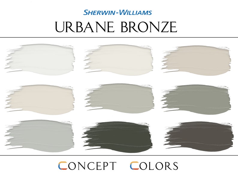 Sherwin Williams Urbane Bronze Complementary Paint Palette, Whole House