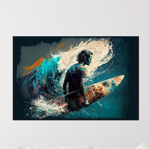Surfer wall art print, surfboard wall art