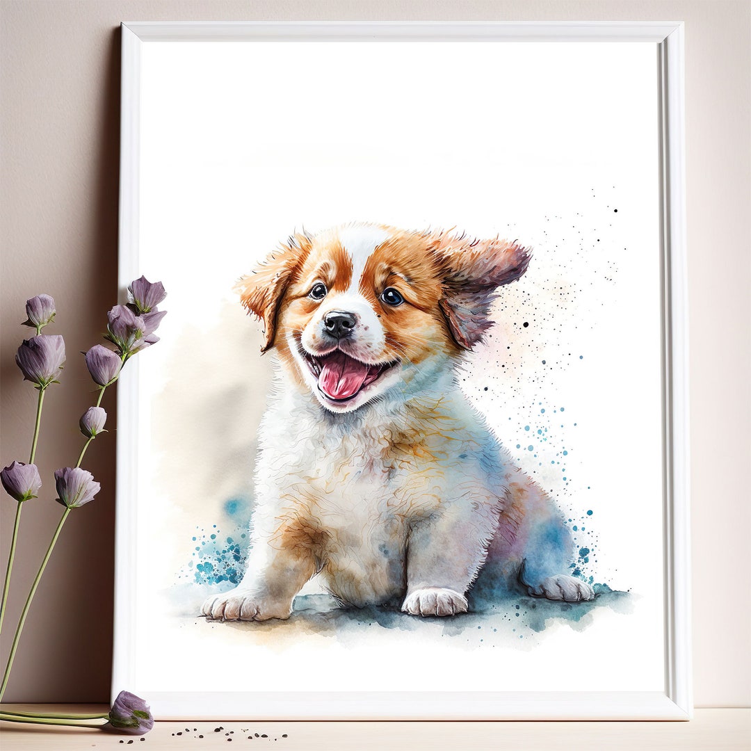 Cute Puppy Wall Art Print, Dog Printable Art - Etsy