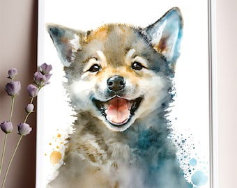Wolf afdrukbare kunst, baby wolf kunst aan de muur print