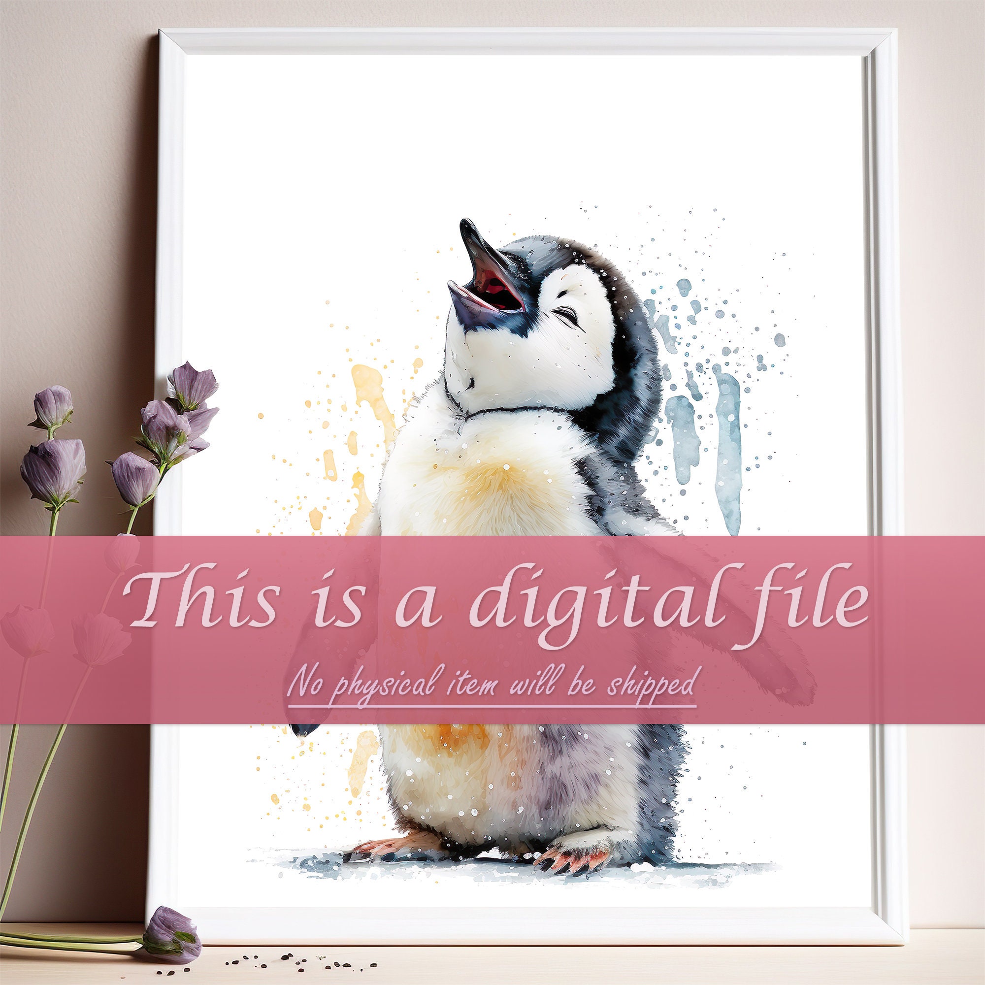 Penguin Printable Art / Penguin Wall Art Print / Cute Penguin Animal ...