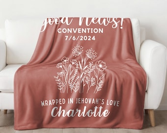 Personalized JW Baptism Gift Blanket Custom Assembly & JW Convention Gift 2025 Gift For Sisters Jehovah Witness Keepsake JW Gifts Jw Blanket