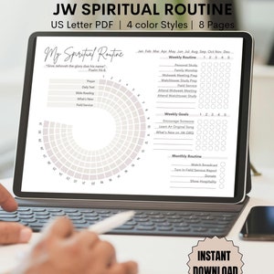JW Spiritual Routine Habit Tracker 2025 Year Text Psalm 96:8 Digital JW Pioneer Planner Elder Theocratic Schedule Ministry JW Bible Study