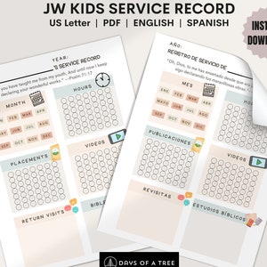 JW Kids Service Record JW Printables Spanish JW Service Campaign Jw Ministry Jw Bible Study Return Visits Jw Gift for Kids Jw GoodNotes