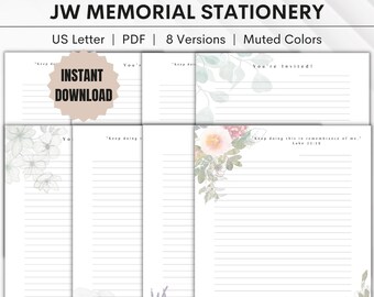 2024 JW Memorial Stationery Bundle Muted Letter Writing Printables Pioneering Campaign GoodNotes Digital Ministry Templates Return Visits