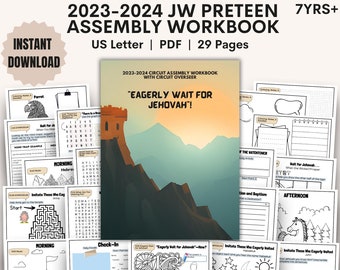 JW Kids PreTeen 2023 2024 Attendez avec impatience l'assemblage du cahier d'activités de Jéhovah avec le surveillant de circonscription Imprimables JW Cadeaux JW, 7 ans et + 9-12 ans