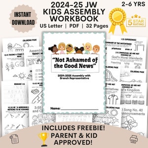 Cuaderno de trabajo de la Asamblea de JW Kids, de 2 a 6 años, digital, No nos avergonzamos de las buenas noticias, hoja de trabajo de actividades, paquete de la Asamblea de JW con BR Jw imprimible para niños pequeños