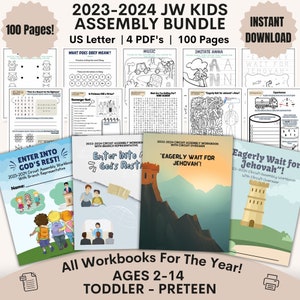 JW Kids BUNDLE Circuit Assembly Activity Workbooks For 2-14 yr 2023-2024 Enter Into God's Rest/Eagerly Wait For Jehovah Printable Worksheets