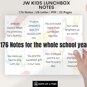 JW Kids Encouraging Lunchbox Notes JW Printable Back to School Spiritual Note Cards JW Children Jw Homeschooling Jw Gift For Kids Jw Teens