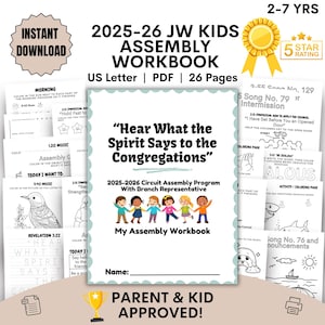 Cahier d&#39;exercices JW Kids Assembly pour les 2 à 7 ans Feuilles d&#39;exercices Écoutez ce que dit l&#39;esprit JW Assembly avec BR Imprimables Jw pour tout-petits