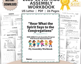 Libro de trabajo de la Asamblea de los Testigos de Jehová para niños de 2 a 7 años Hojas de trabajo de actividades para escuchar lo que dice el Espíritu Asamblea de los Testigos de Jehová con BR Imprimibles de los Testigos de Jehová Niños pequeños Jardín de infantes
