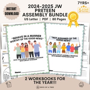 JW Kids PreTeen Assembly Workbook Bundle Ages 7+ Digital Not Ashamed+Behave in A Manner Worthy of the Good News Activity JW Assembly Packets