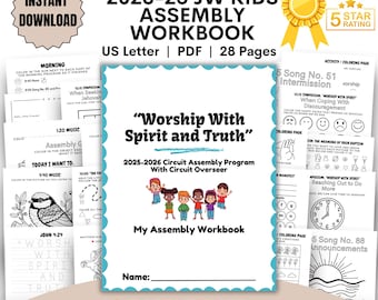 JW Kids Assembly Workbook Ages 2-7 Worship with Spirit and Truth Activity Worksheets JW Assembly with CO Jw Printable Toddlers Kindergarten