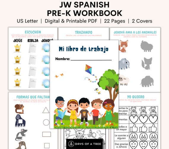 Spanish JW Kids Meeting Workbook PreK Activities Toddlers JW Kids Coloring Book Jehovah's Witness Jw Quiet Meeting Maker JW Kids Printables