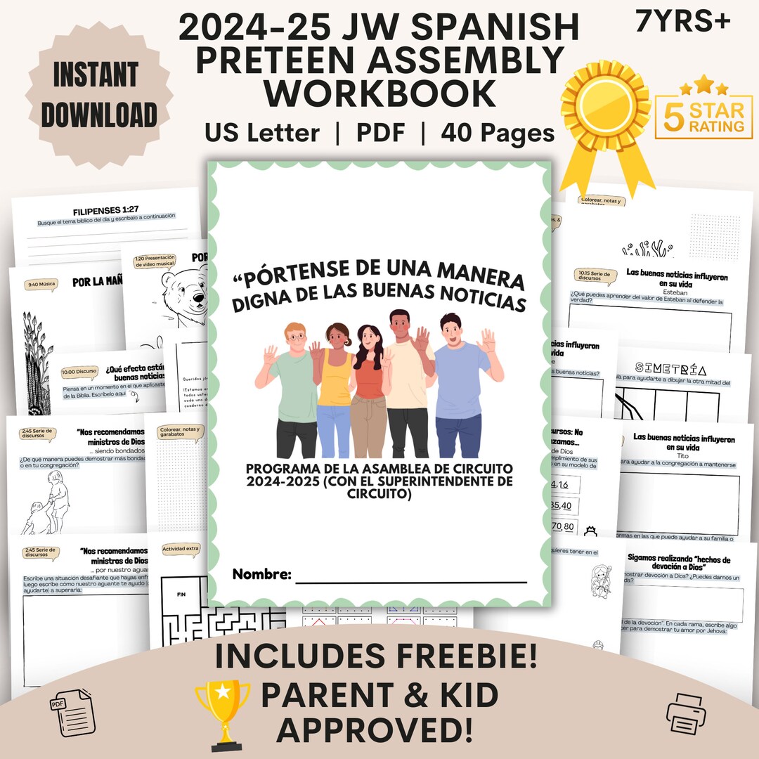 JW Kids Assembly Workbook Preteen Age 7+ Digital Behave in a Manner ...